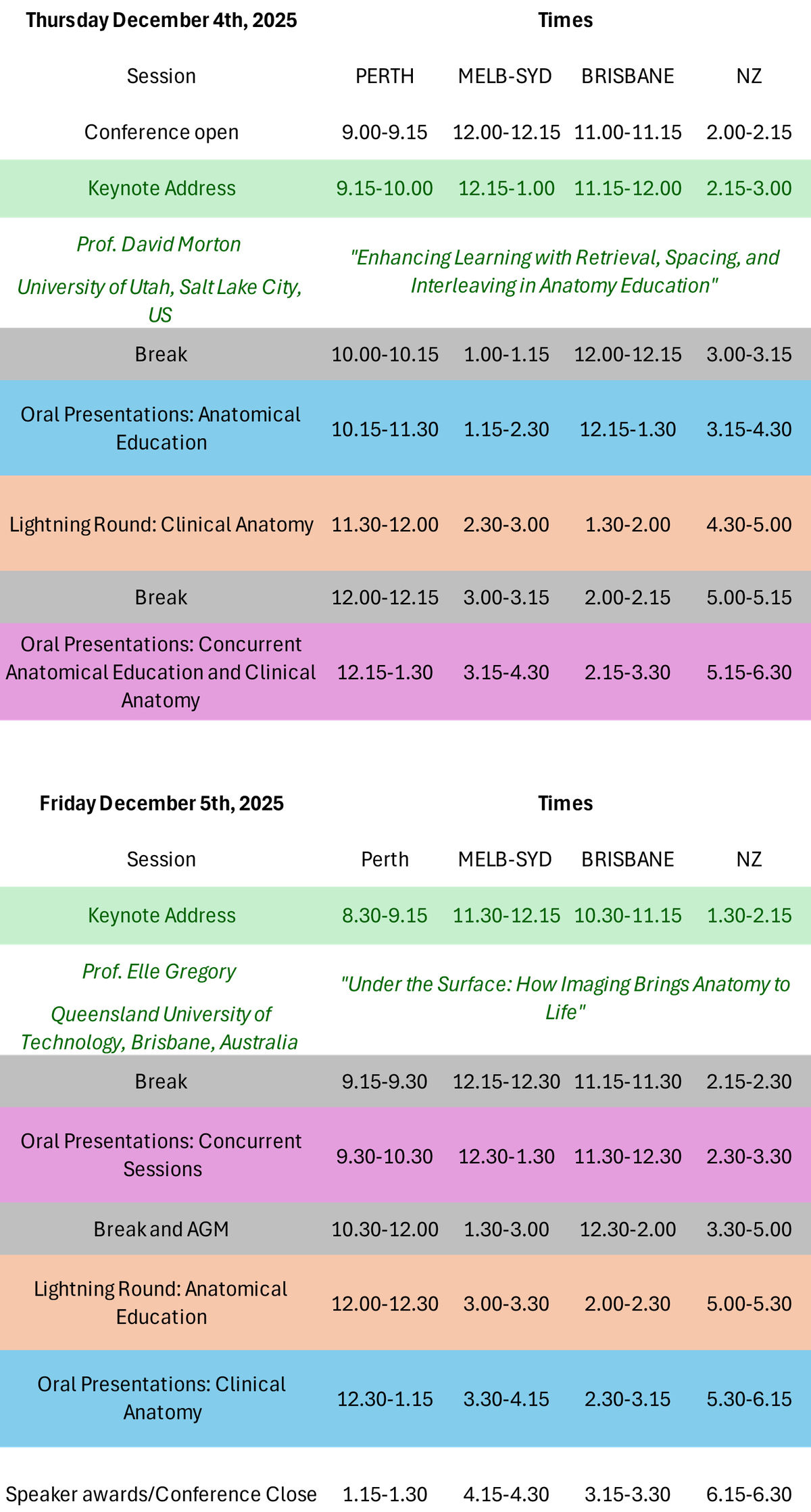 Programme 23 October 2025
